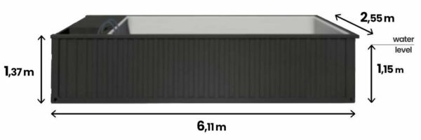 Container del pool di 6,2 mx 2,5 m con pompa di calore, pacchetto premium - Image 3